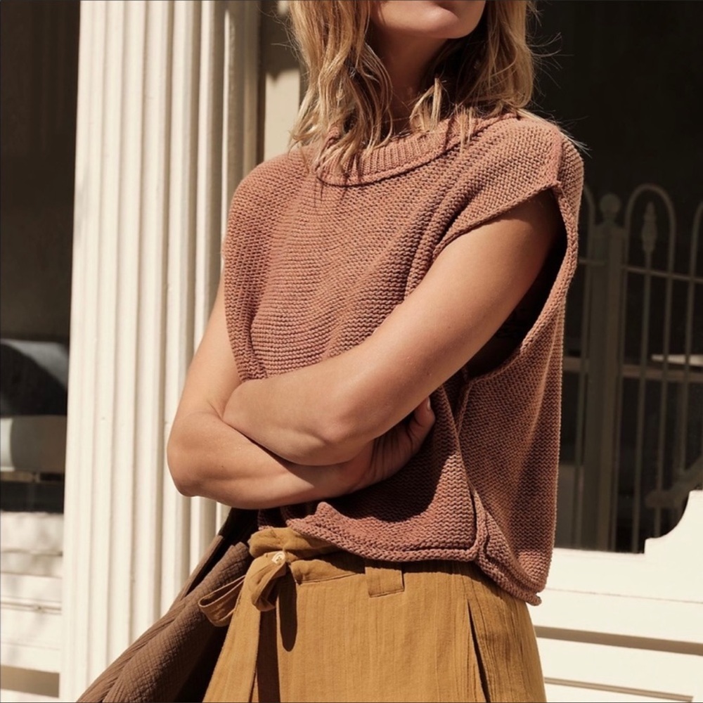Free People Stolen Hearts Burnt Orange Tank Top
